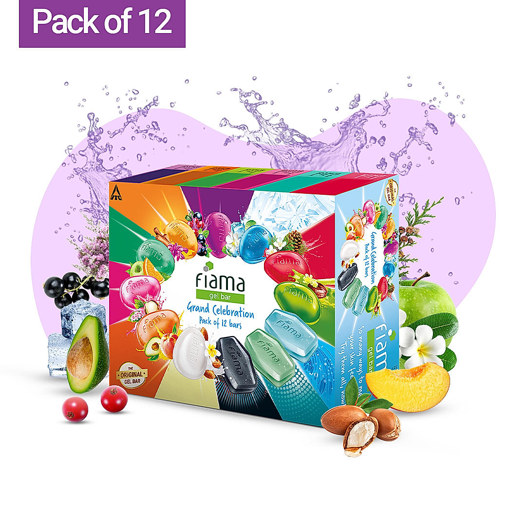 Fiama Gel Bathing Bar Grand Celebration pack, with 12 unique gel bars, unisex and men with skin conditioners for moisturized skin, 125g soap (Pack of 12)-3 Fiama Gel Bathing Bar Grand Celebration pack, with 12 unique gel bars, unisex and men with skin conditioners for moisturized skin, 125g soap (Pack of 12)-3