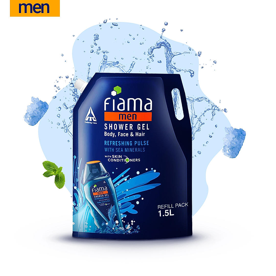 Fiama Men Shower Gel Refreshing Pulse, Body Wash with Skin Conditioners for Refreshed Skin, 1.5L pouch-2 Fiama Men Shower Gel Refreshing Pulse, Body Wash with Skin Conditioners for Refreshed Skin, 1.5L pouch-2