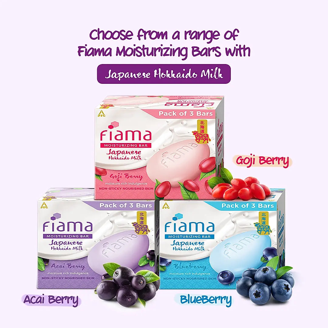 Fiama Japanese Hokkaido Milk Bar Acai Berry 125gx3 Fiama Japanese Hokkaido Milk Bar Acai Berry 125gx3