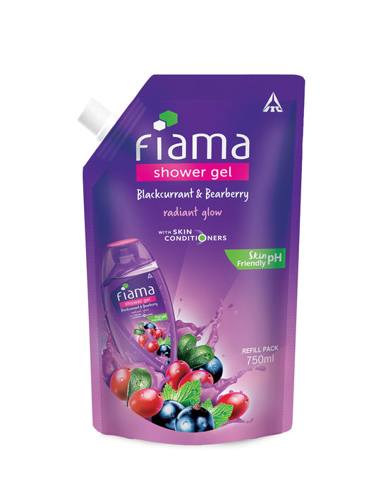 Fiama Shower Gel Blackcurrant & Bearberry Body Wash for Radiant glowing & hydrating skin, 750ml value Pouch-1