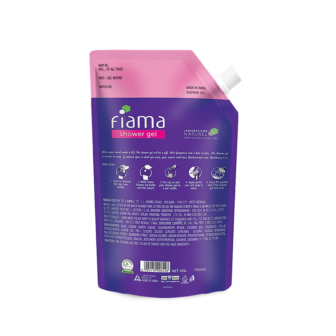 Fiama Shower Gel Blackcurrant & Bearberry Body Wash for Radiant glowing & hydrating skin, 750ml value Pouch-2