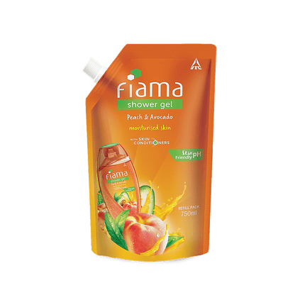Fiama Shower Gel Peach & Avocado, Body Wash for Soft Moisturised & hydrating Skin, Vit E, 750ml value Pouch-4