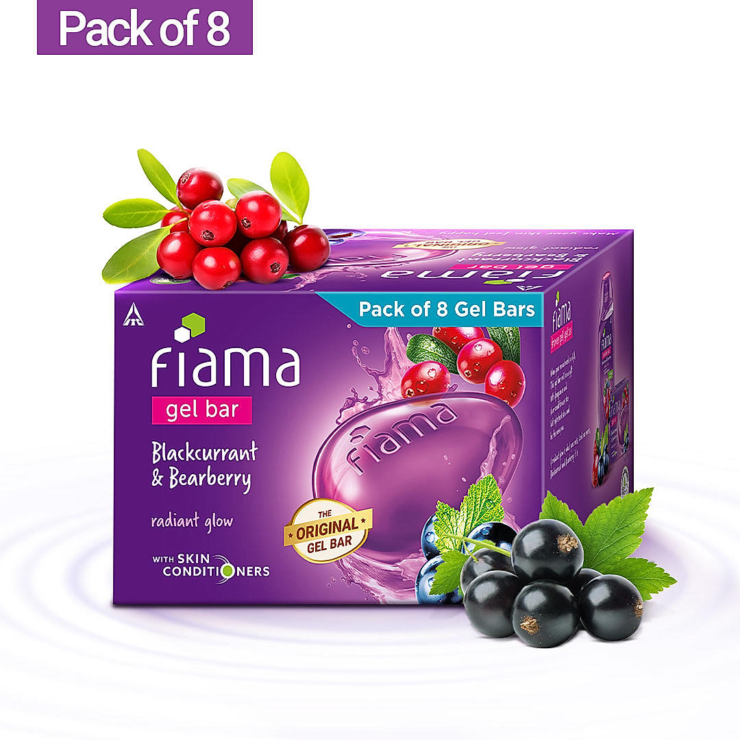 Fiama Gel Bar Blackcurrant and Bearberry for radiant glowing skin, with skin conditioners, 125g (Pack of 8)-2
