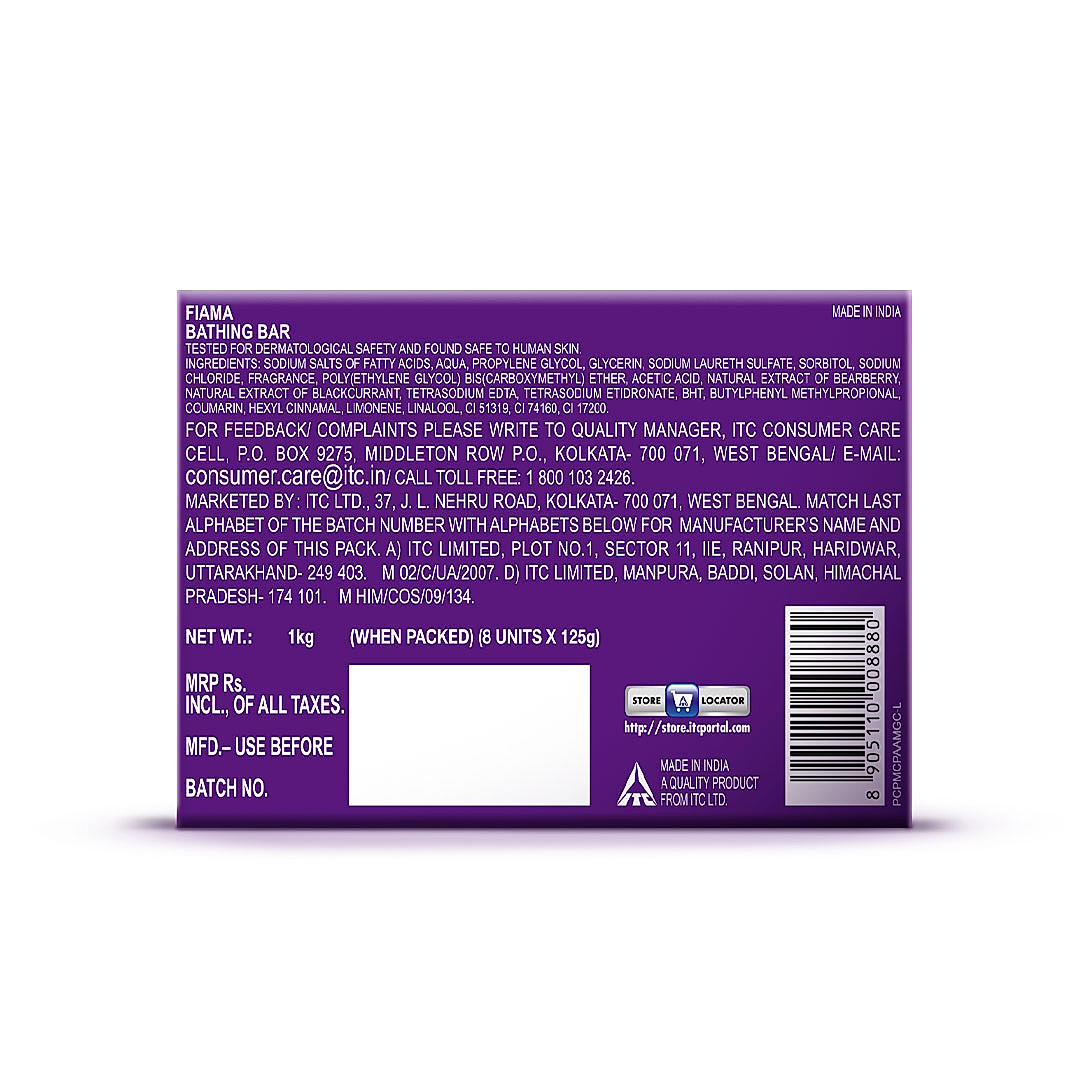 Fiama Gel Bar Blackcurrant and Bearberry for radiant glowing skin, with skin conditioners, 125g (Pack of 8)-7