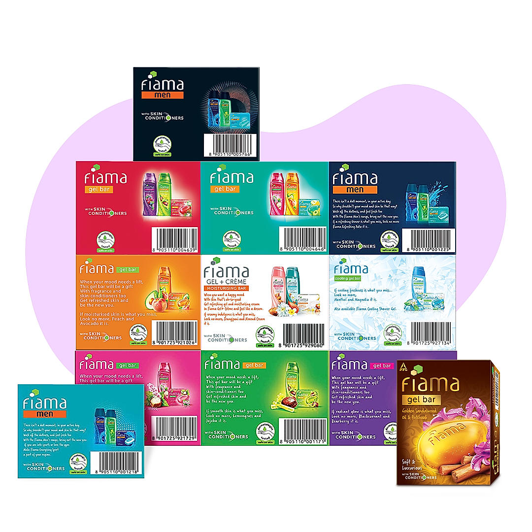 Fiama Gel Bathing Bar Grand Celebration pack, with 12 unique gel bars, unisex and men with skin conditioners for moisturized skin, 125g soap (Pack of 12)-5
