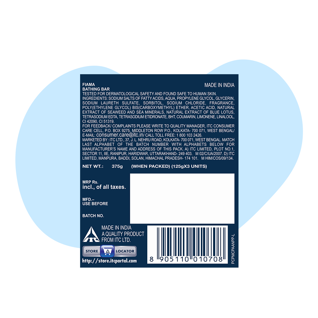 Fiama Men's GBB Refreshing Pulse Gel Bar, 125g (Pack of 3)