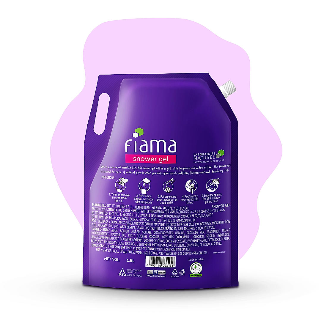 Fiama Shower Gel Blackcurrant & Bearberry Body Wash with Skin Conditioners for Radiant Glow, 1.5L Pouch-7