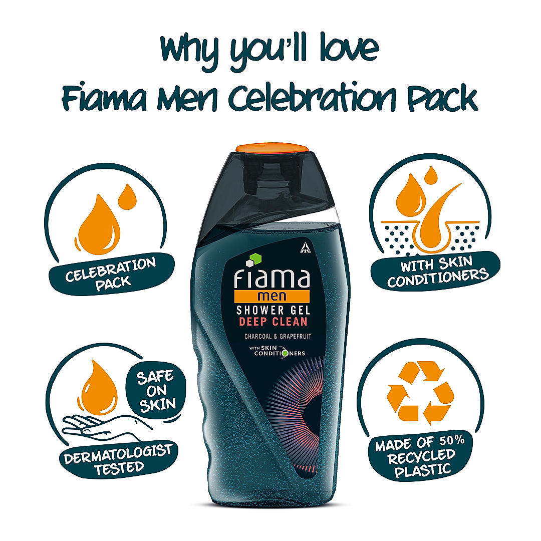 Shower Gel Men Celebration Pack, 125ml (Pack of 4) + Loofah-4