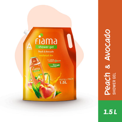 Fiama Shower Gel Peach & Avocado, Body Wash with Skin Conditioners for Soft Moisturised Skin, 1.5L pouch-1