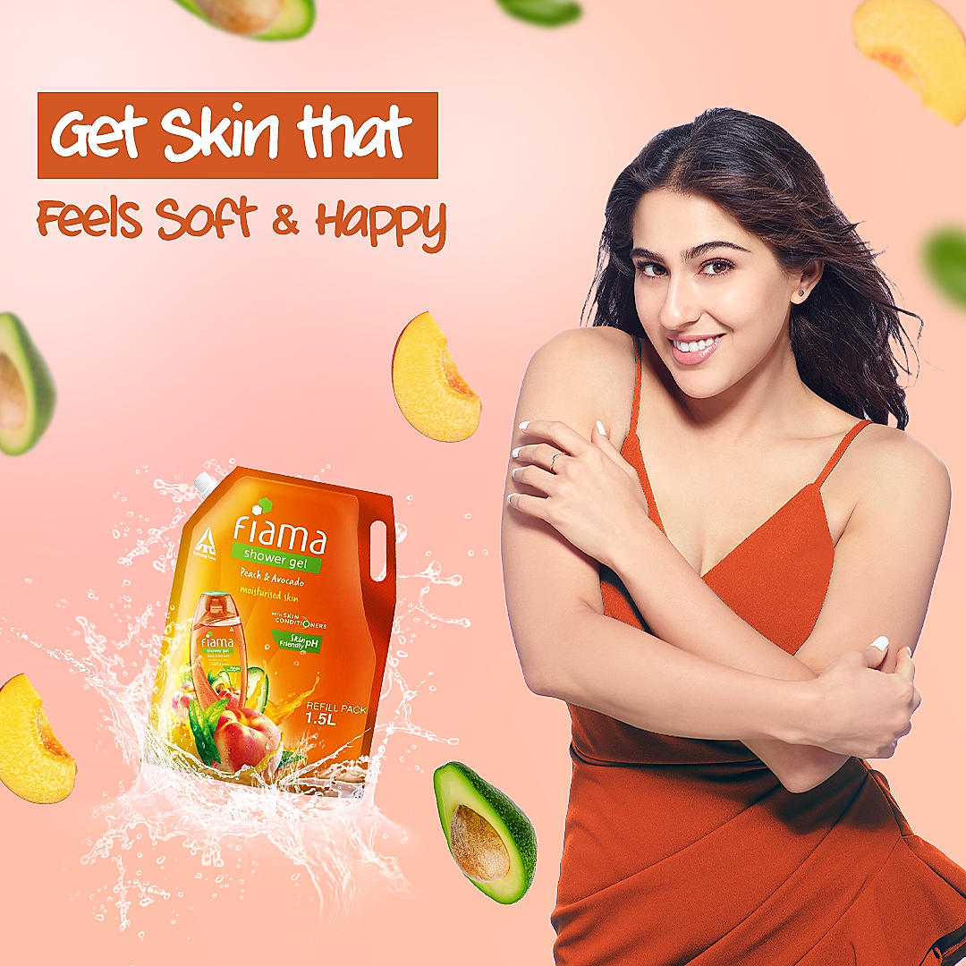 Fiama Shower Gel Peach & Avocado, Body Wash with Skin Conditioners for Soft Moisturised Skin, 1.5L pouch-6