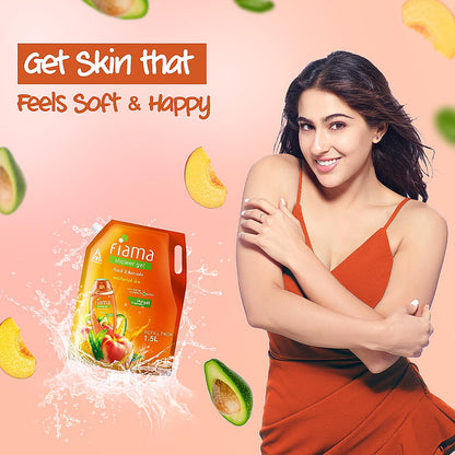 Fiama Shower Gel Peach & Avocado, Body Wash with Skin Conditioners for Soft Moisturised Skin, 1.5L pouch-6