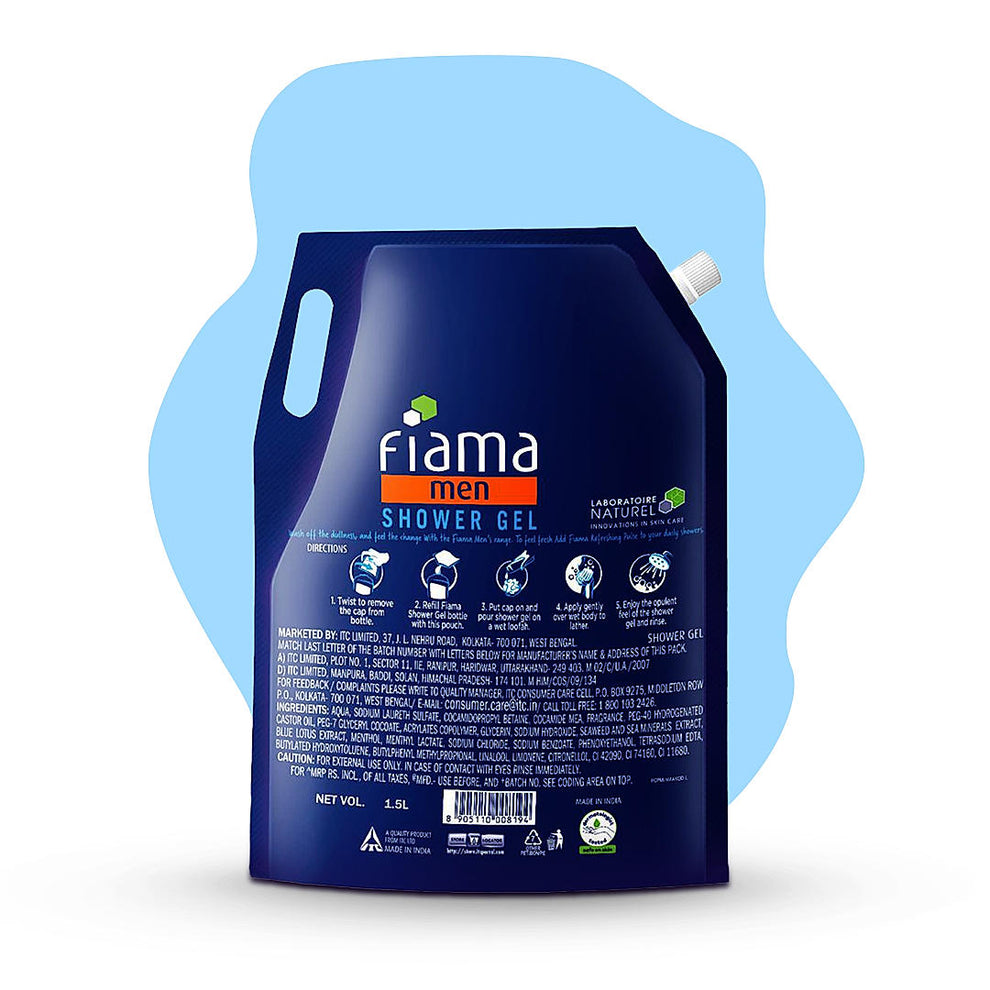 Fiama Men Body Wash: Refreshing Pulse Large 1.5L Pouch