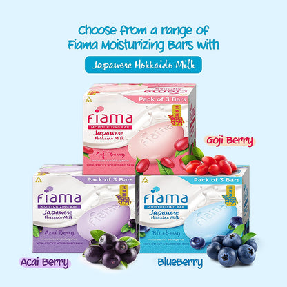 Fiama Japanese Hokkaido Milk Bar Blue Berry 125gx3
