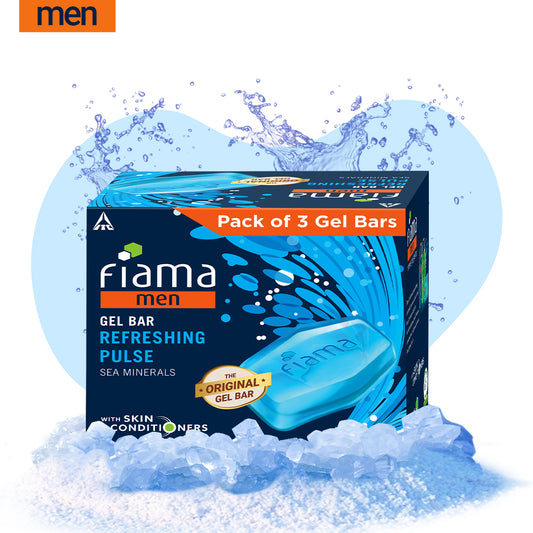 Fiama Men's GBB Refreshing Pulse Gel Bar, 125g (Pack of 3)
